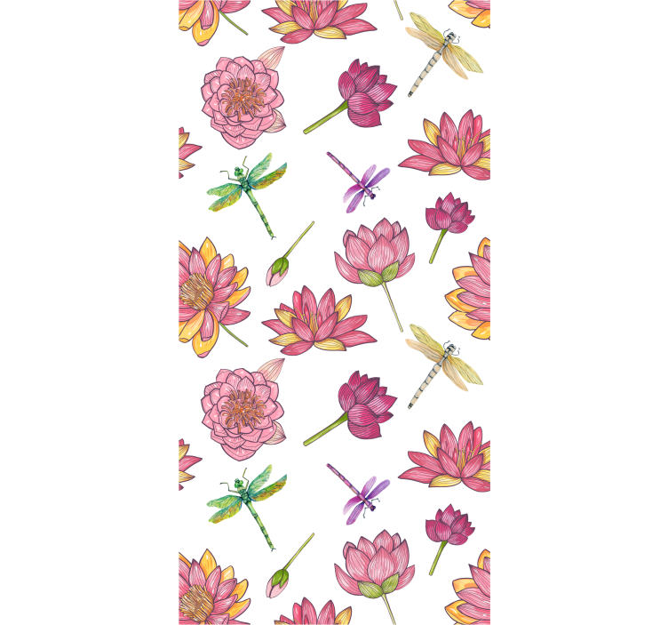 Papier peint floral fusion de libellules florales - TenStickers