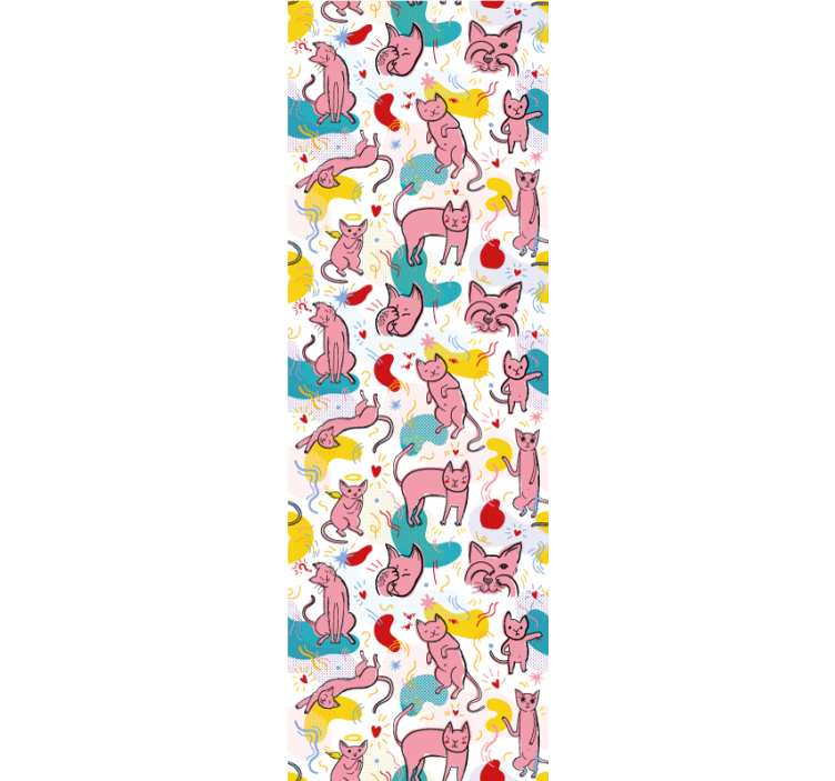 Papier peint chat motifs félins ludiques - TenStickers