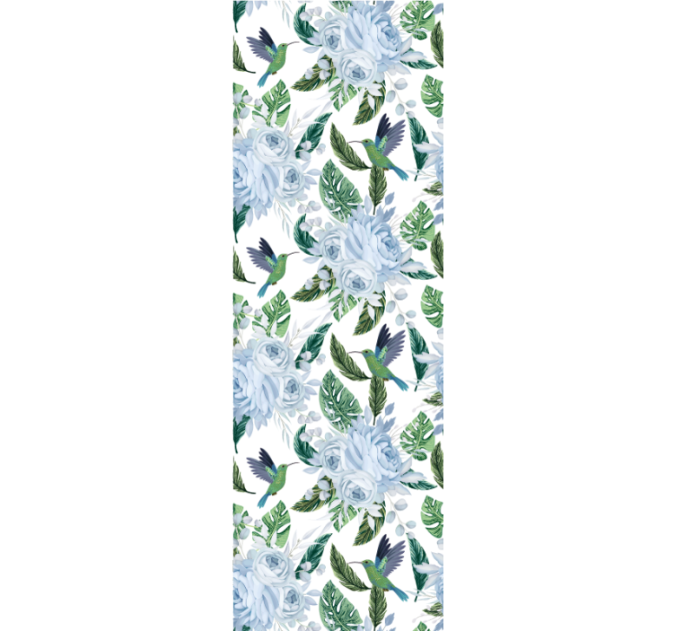 Papier peint floral conception florale de colibri - TenStickers