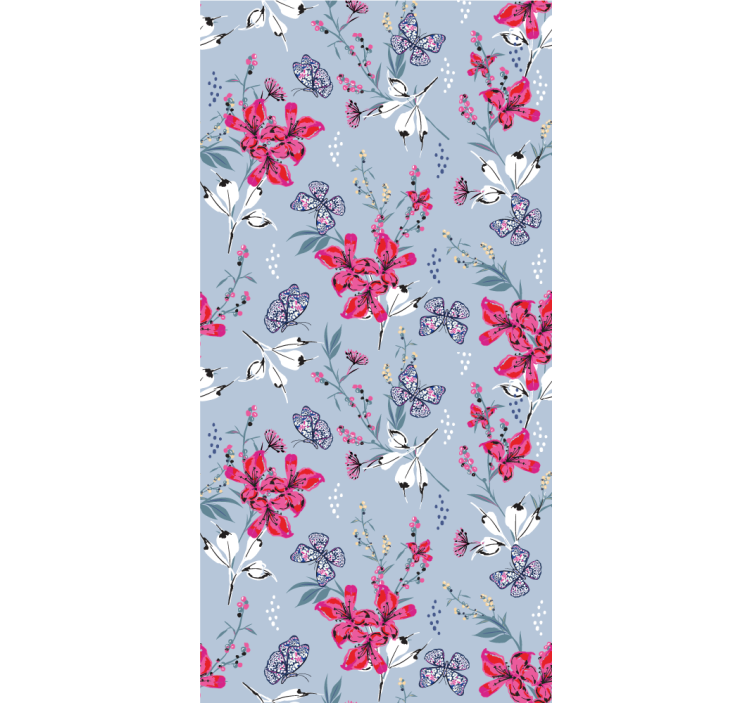 Papier peint floral motif de fleurs de papillon - TenStickers