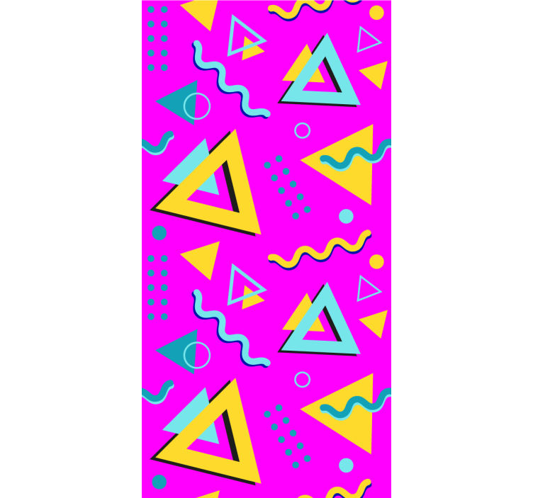 Papier peint triangles motif rétro rose - TenStickers