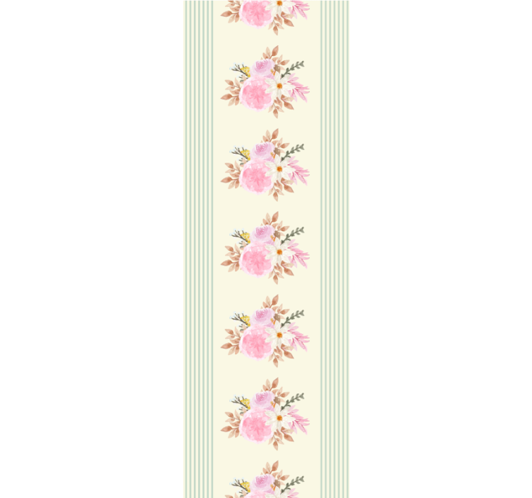 Papier peint fleurs motif à rayures florales - TenStickers