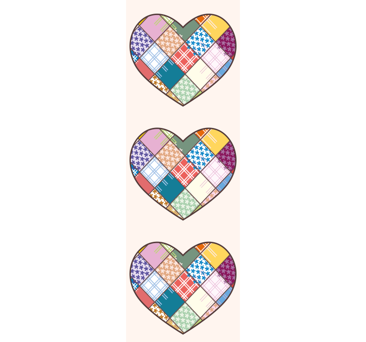 Papier peint fleurs motif coeur en patchwork - TenStickers