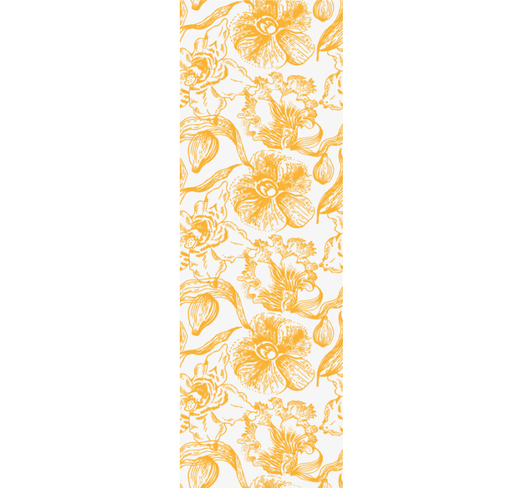 Papier peint floral motif vintage jaune - TenStickers