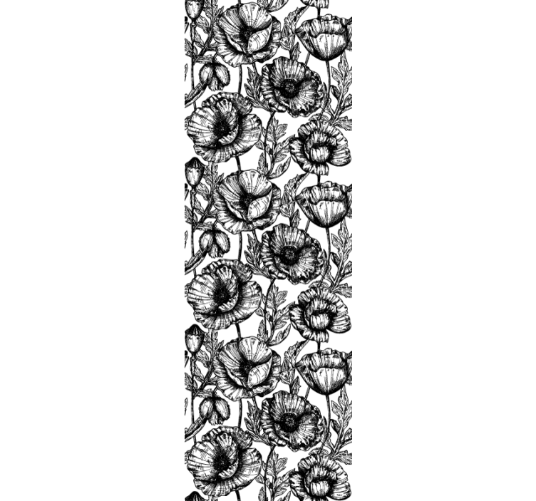 Papier peint floral motif floral noir - TenStickers