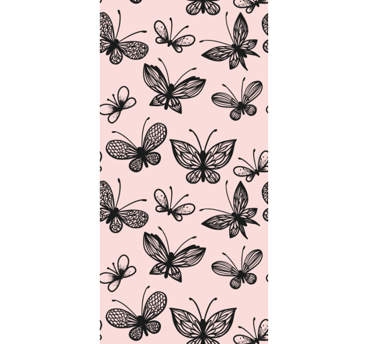 Papier peint papillon motif noir et rose - TenStickers