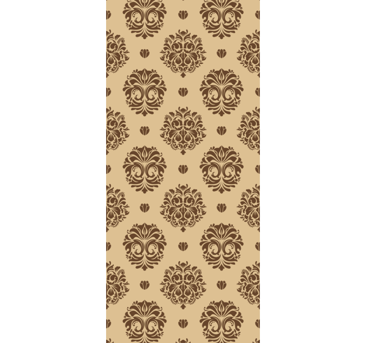 Papier peint fleurs motif beige ancien - TenStickers