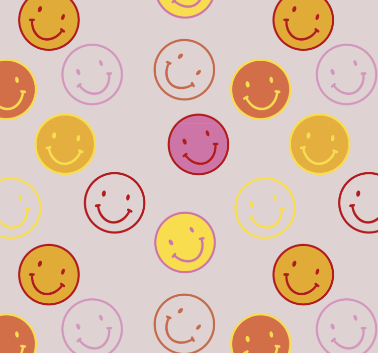 Papier peint chambre ado smileys dessinés en rose et jaune - TenStickers