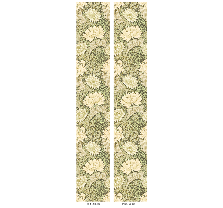 Papier peint fleuri art nouveau chrysanthème - TenStickers