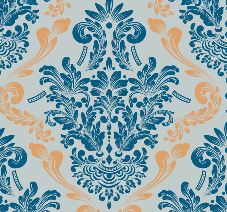 Papier peint baroque bleu et jaune - TenStickers