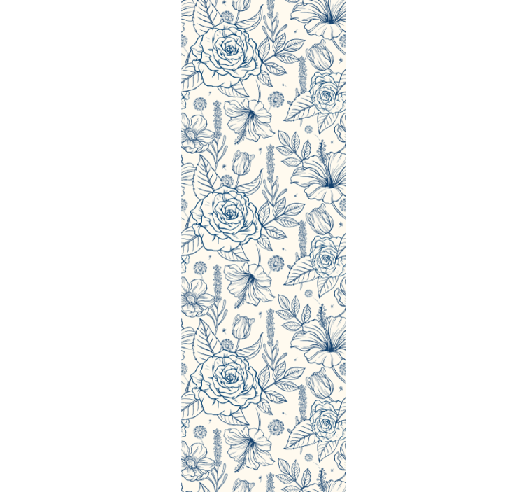 Papier peint floral Bleu de Delft - TenStickers