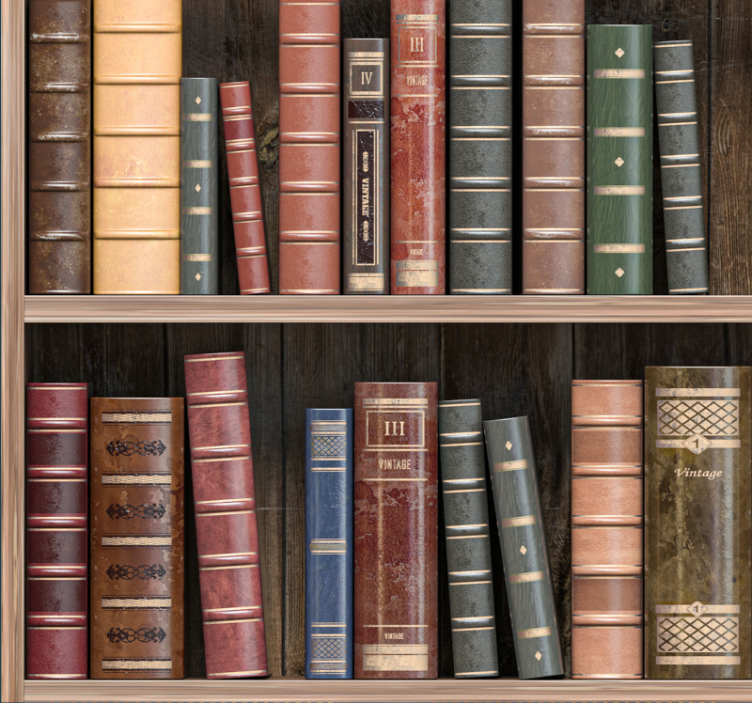 Papier peint bureau livres de bibliothèque - TenStickers