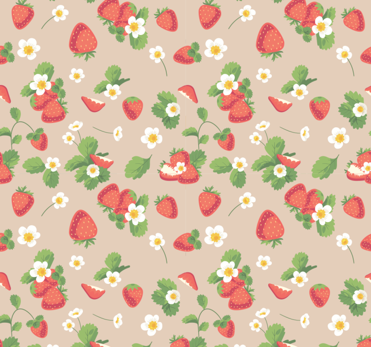 Papier peint salle à manger fraises et fleurs - TenStickers