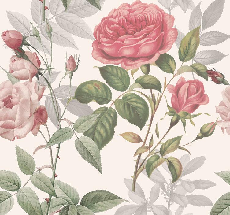 Papier peint pour tete de lit grandes roses - TenStickers