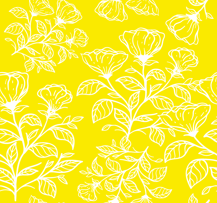 Papier peint chambre ado jaune fleurs minimalistes blanches - TenStickers