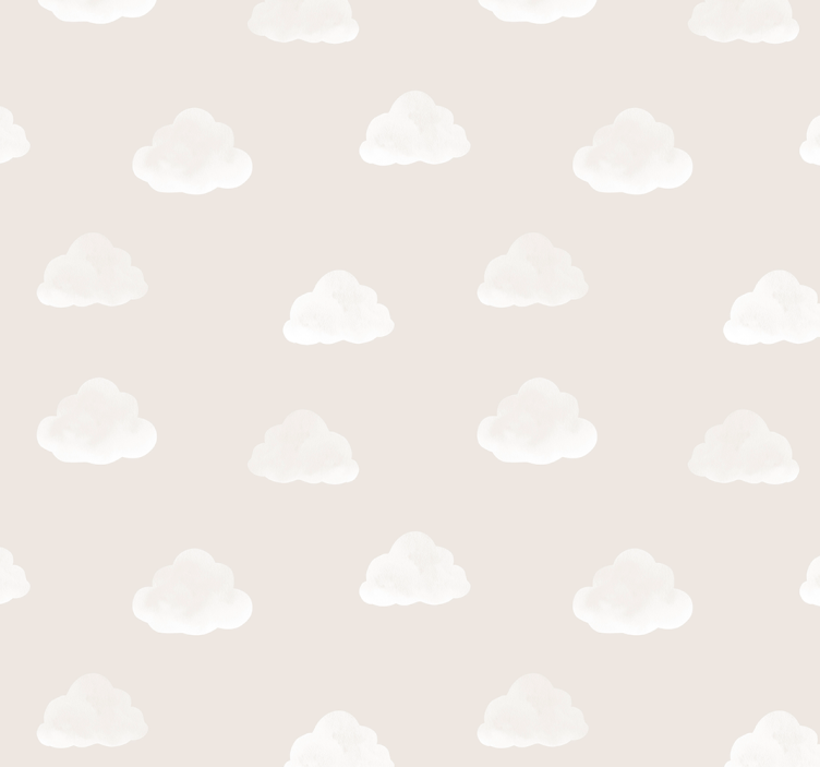 Papier peint chambre bébé motif de nuages beiges - TenStickers