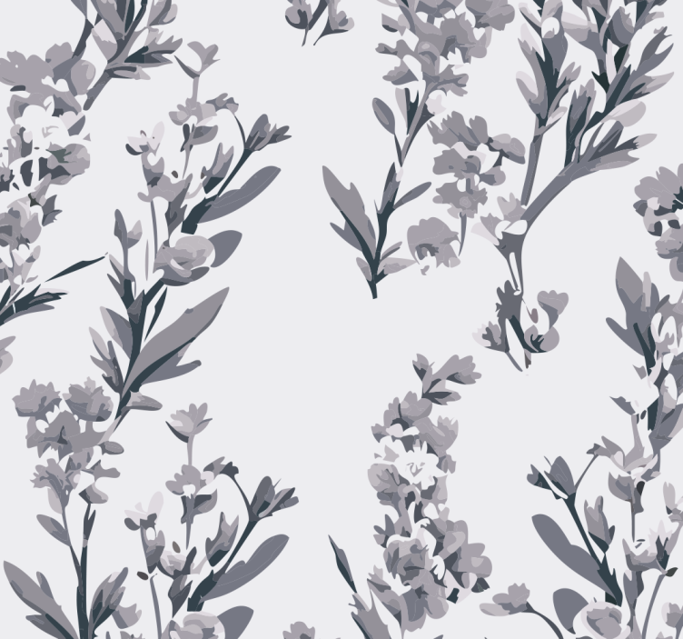 Papier peint gris art floral - TenStickers