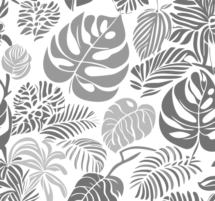 Papier peint gris feuilles de monstera - TenStickers