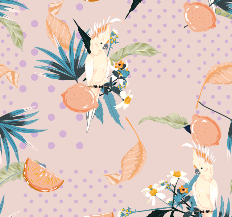 Papier peint jungle motif cacatoès tropical - TenStickers