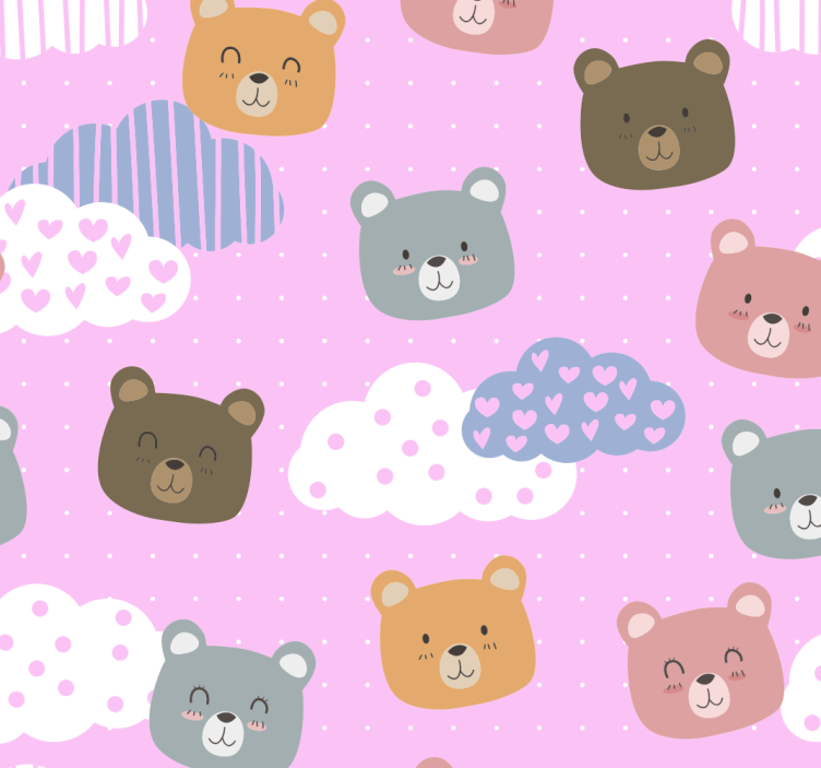 Papier peint chambre bébé modèle d'ours en peluche - TenStickers