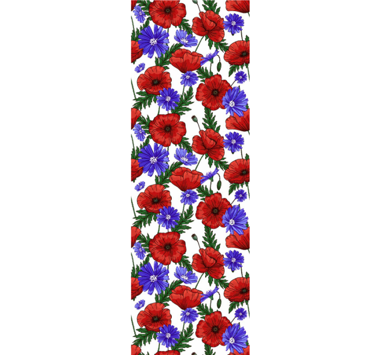 Papier peint floral motif botanique de coquelicot - TenStickers