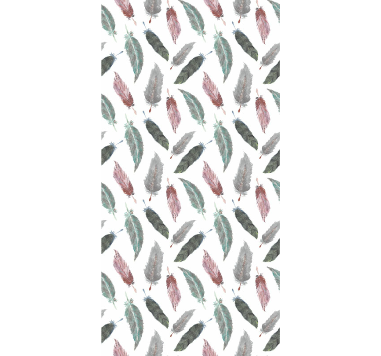 Papier peint feuilles motif de plumes - TenStickers