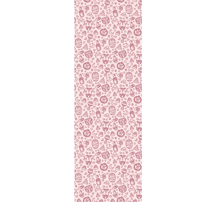 Papier peint chambre bébé jouets et vêtements roses - TenStickers