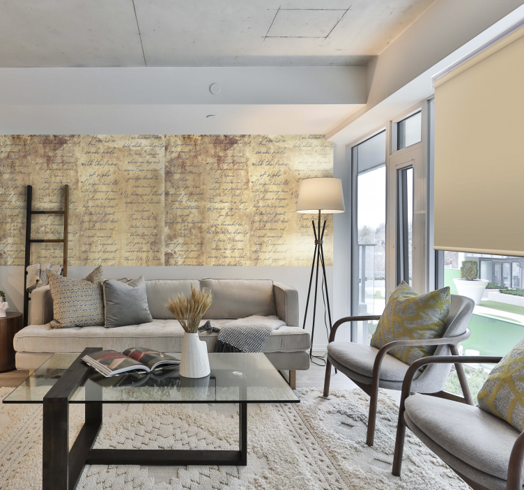 Papier peint vintage beige art poèmes d'amour - TenStickers