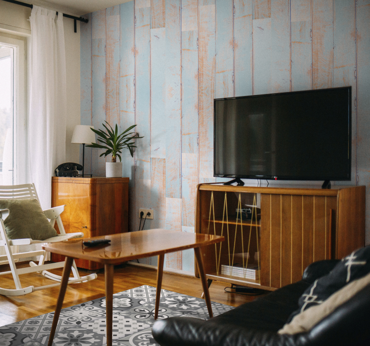 Papier peint bois Bleu Ciel - TenStickers