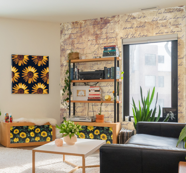 Papier peint vintage beige art poèmes d'amour - TenStickers