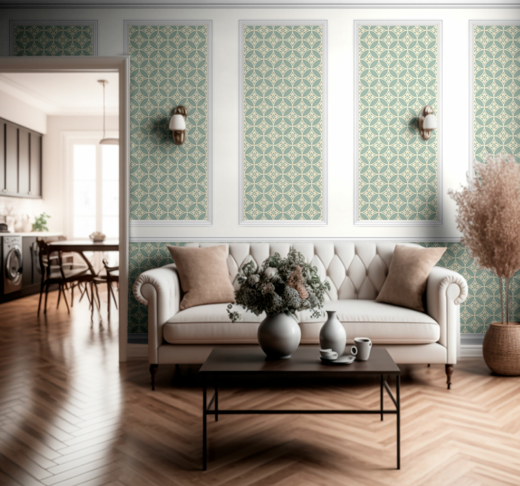 Papier peint moulure avec bordure florale - TenStickers