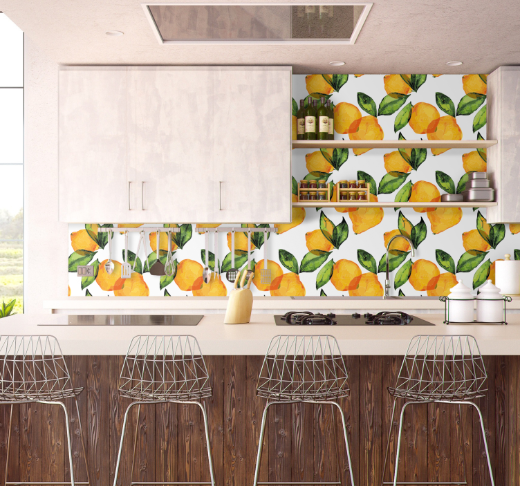 Papier peint cuisine citrons style méditerranéen - TenStickers