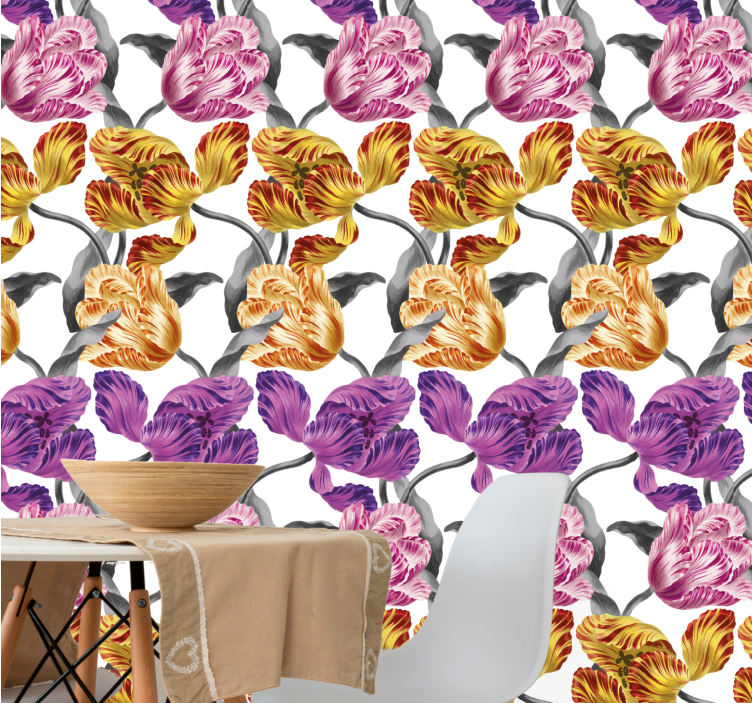 Papier peint floral tulipes élégantes - TenStickers
