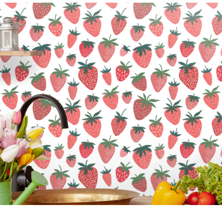 Papier peint cuisine fraises sucrées - TenStickers