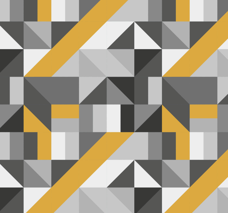 Papier peint triangles gris et dorés - TenStickers