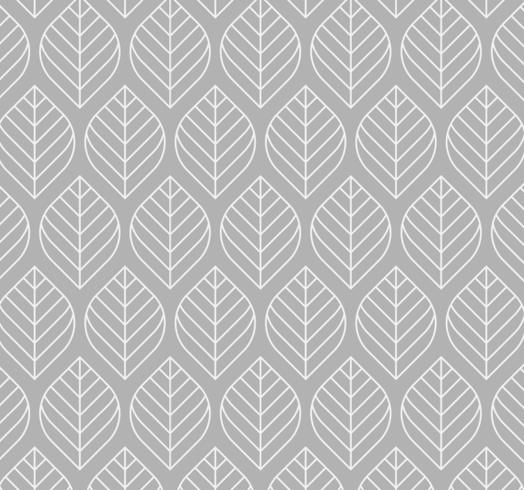 Papier peint moderne motif de feuilles scandinave gris - TenStickers