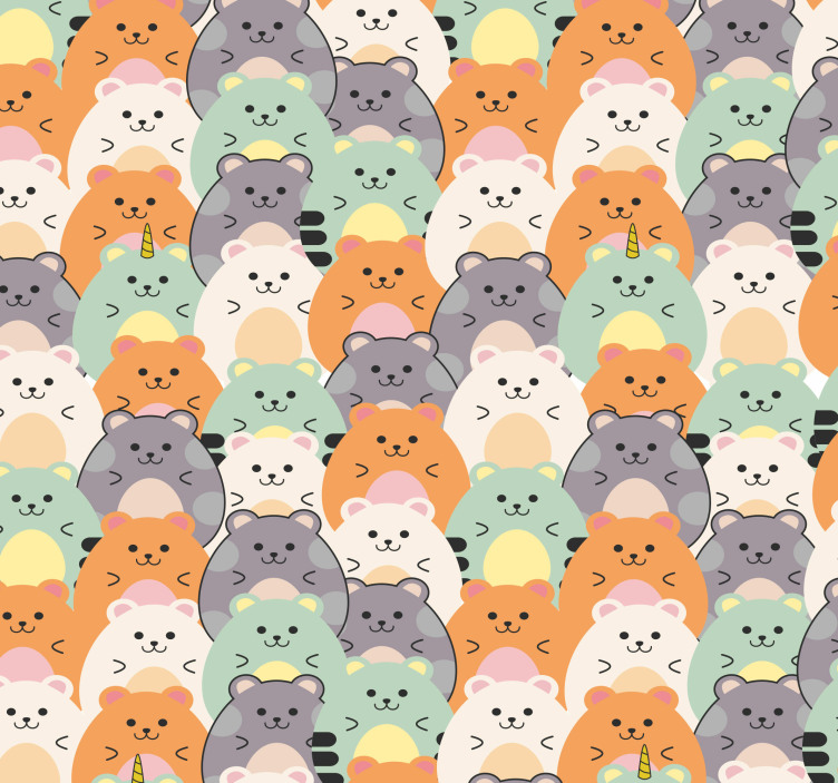 Papier peint chambre enfant hamsters multicolores - TenStickers