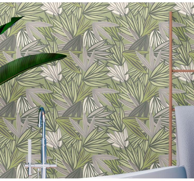Papier peint salle de bain forêt motif feuilles - TenStickers