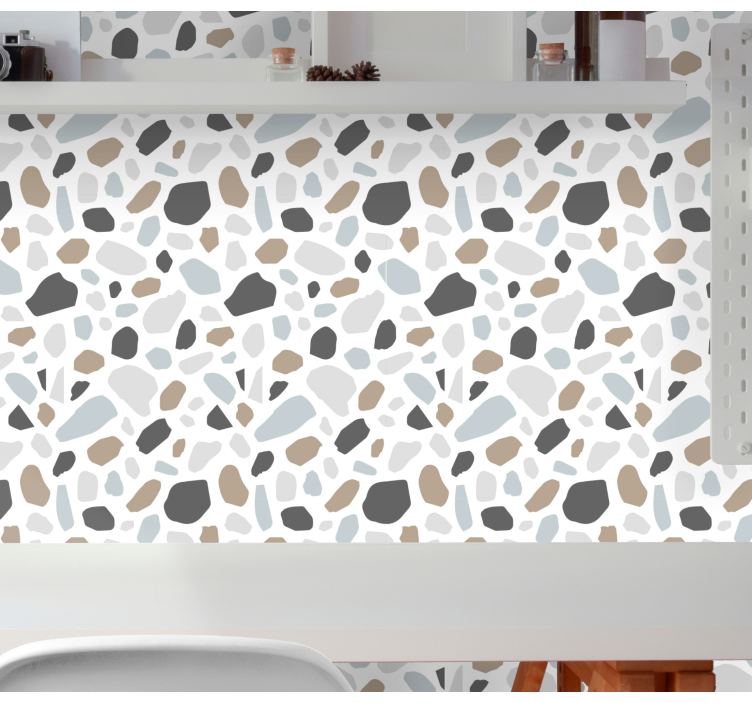 Papier peint imitation pierres terrazo gris - TenStickers