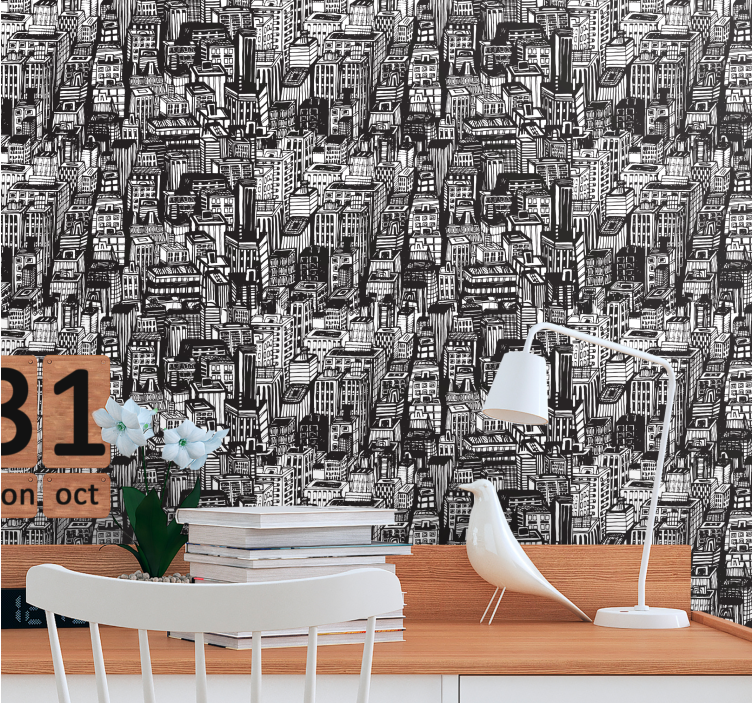Papier peint ville chaos de croquis urbains - TenStickers