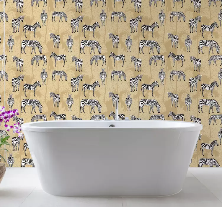 Papier peint salle de bain zèbres safari - TenStickers