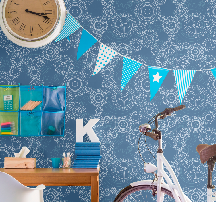 Papier peint 3D modèles d'engrenages géométriques - TenStickers