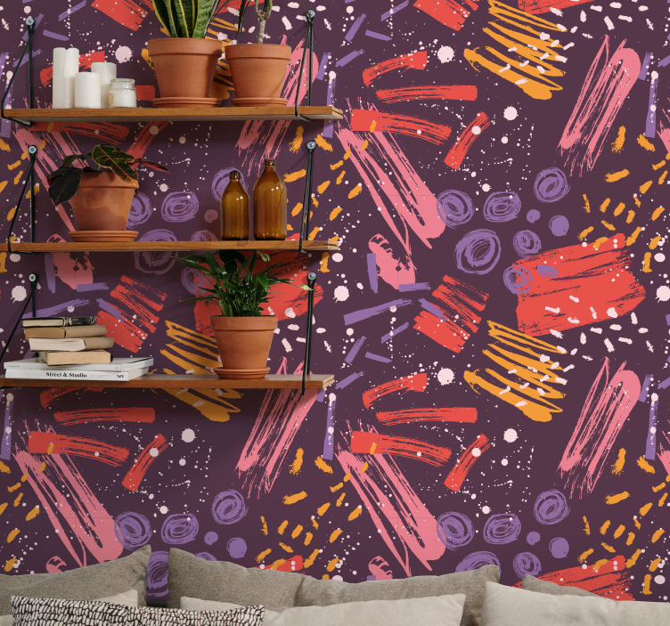 Papier peint abstrait coups de pinceau expressifs - TenStickers