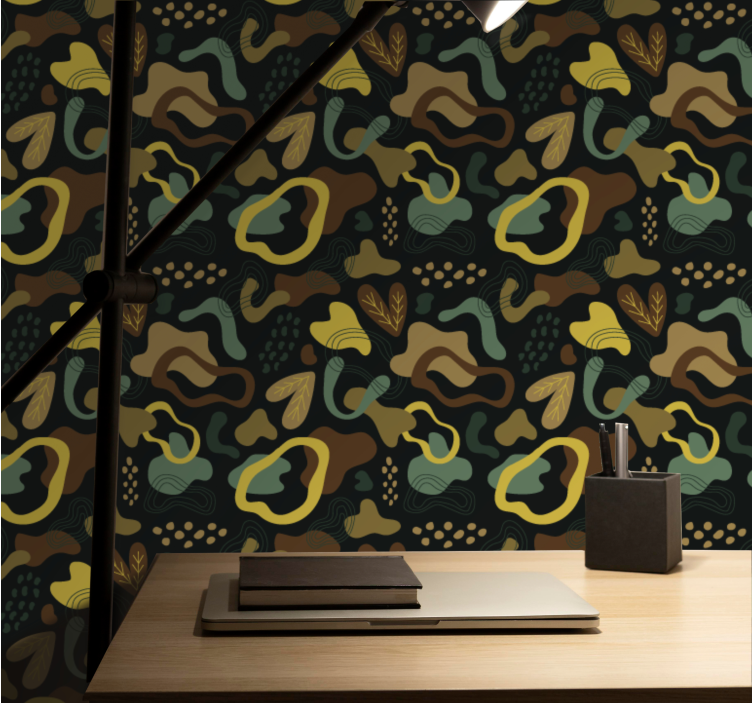 Papier peint abstrait motifs de formes organiques - TenStickers