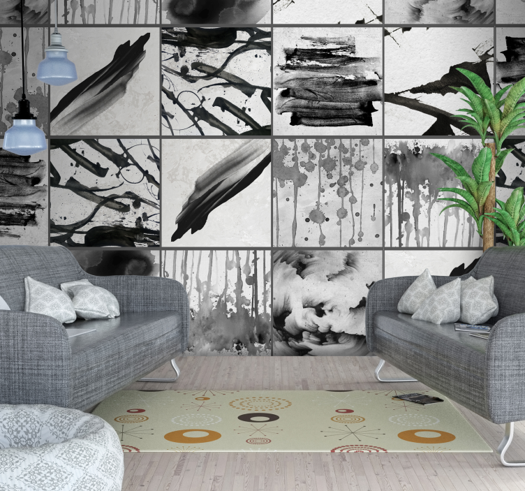 Papier peint abstrait taches d'encre abstraites - TenStickers