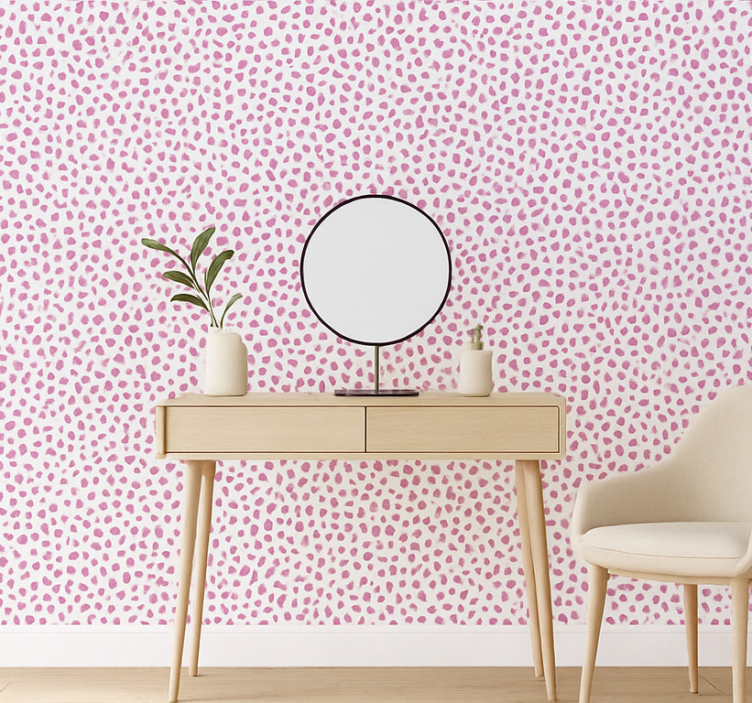Papier peint abstrait terrazzo rose à motifs - TenStickers