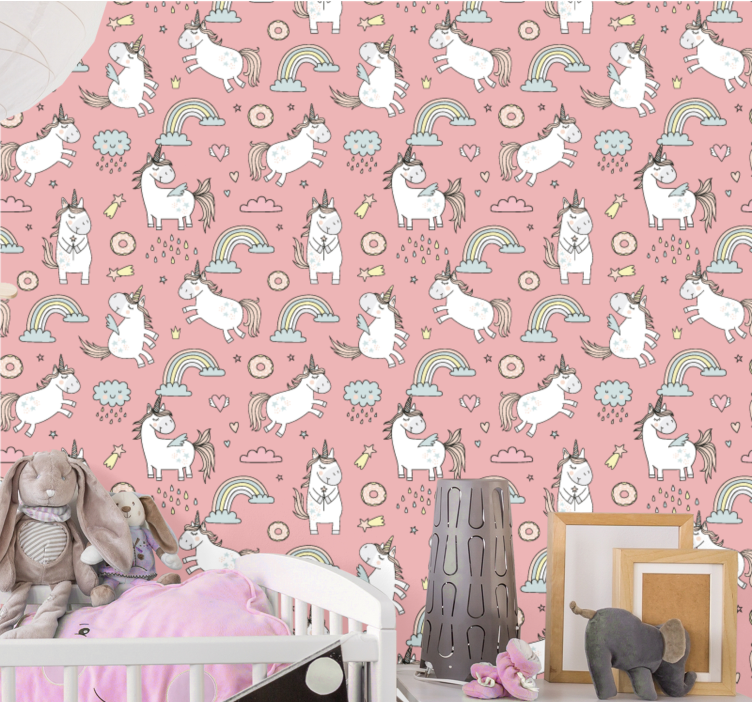 Papier peint animaux arcs-en-ciel de licorne - TenStickers