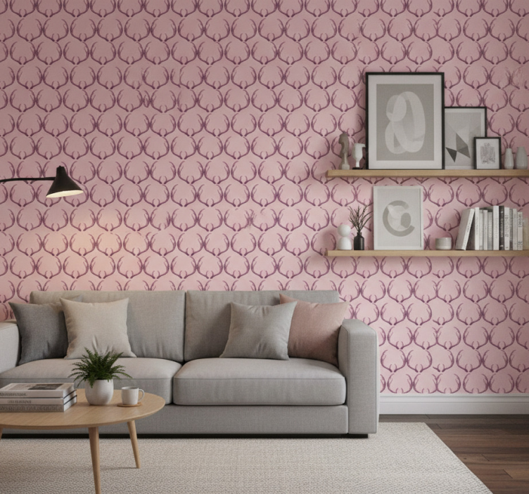 Papier peint animaux bois de cerf rose - TenStickers