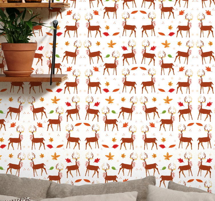Papier peint noel cerf d'inspiration festive - TenStickers