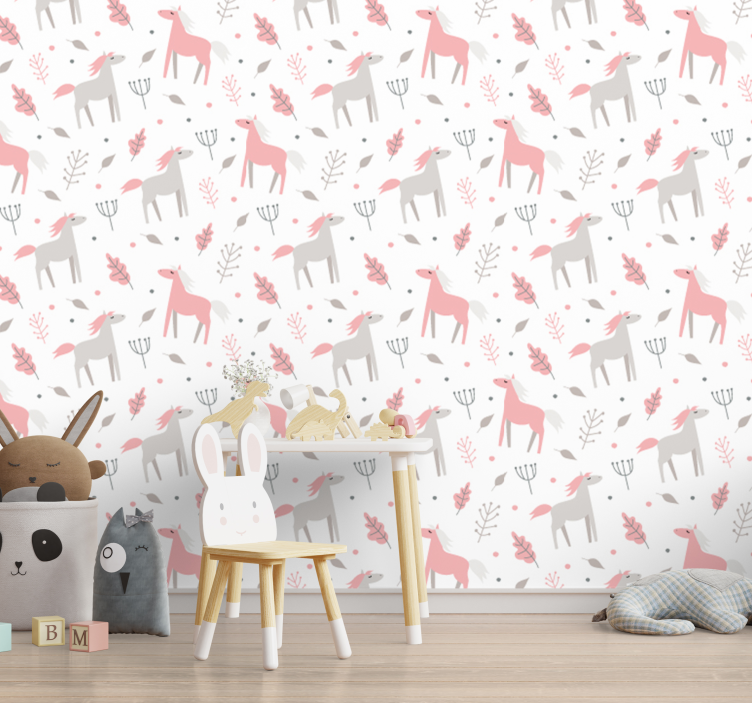 Papier peint animaux motif de faune pastel - TenStickers